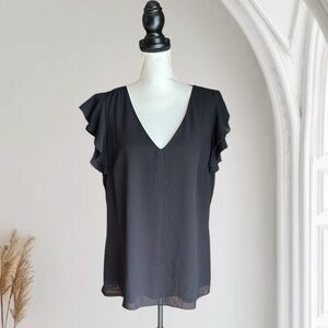 NWT City Chic Gallant Black Blouse with Ruffle Sleeves/14